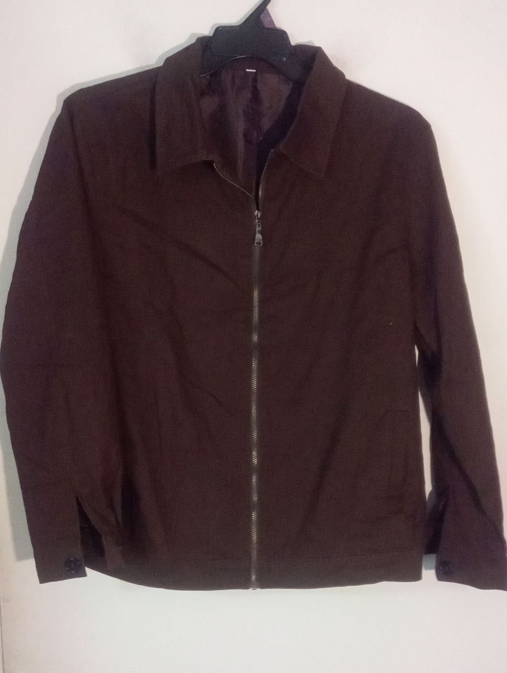 Unbranded Men's Brown Zip-Front Jacket Small? EUC 100% Coyton